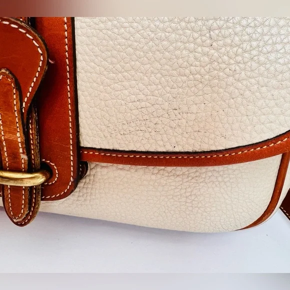 Dooney & Bourke All Weather Leather Small Flap Shoulder Bag British Tan Trim Vtg - Picture 13 of 16